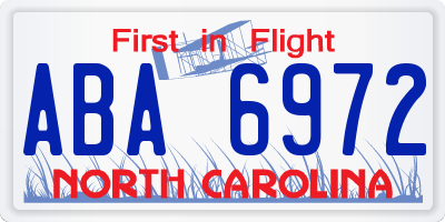 NC license plate ABA6972