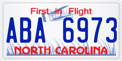 NC license plate ABA6973