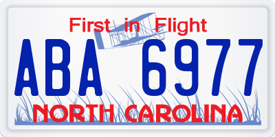 NC license plate ABA6977