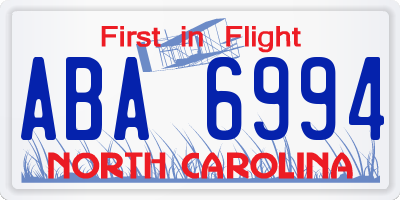 NC license plate ABA6994