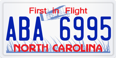 NC license plate ABA6995