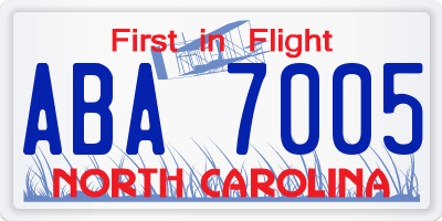 NC license plate ABA7005