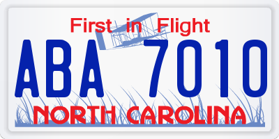 NC license plate ABA7010