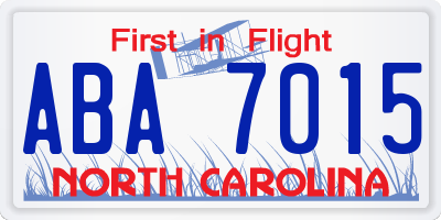 NC license plate ABA7015