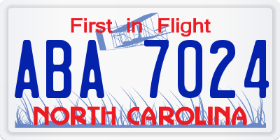 NC license plate ABA7024