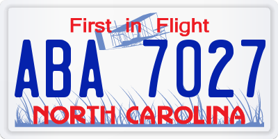 NC license plate ABA7027