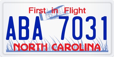 NC license plate ABA7031