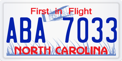NC license plate ABA7033