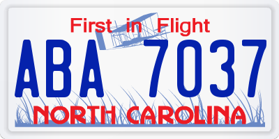NC license plate ABA7037