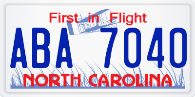 NC license plate ABA7040