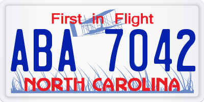 NC license plate ABA7042