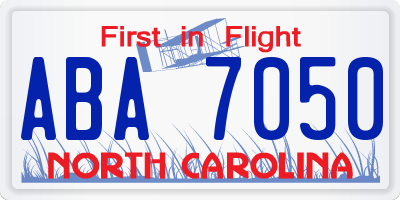 NC license plate ABA7050