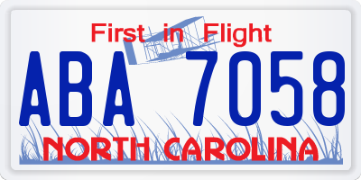 NC license plate ABA7058