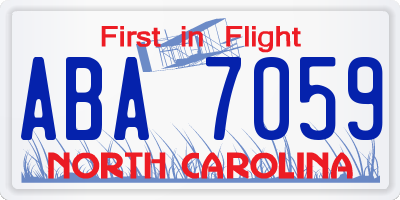 NC license plate ABA7059