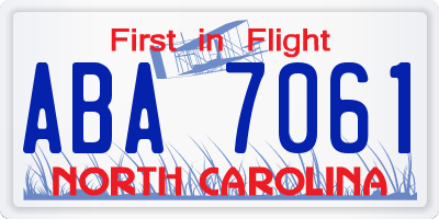 NC license plate ABA7061