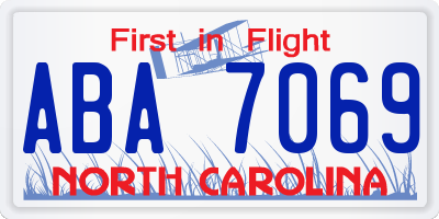 NC license plate ABA7069