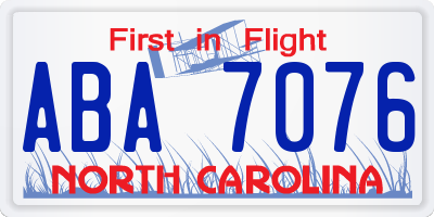 NC license plate ABA7076
