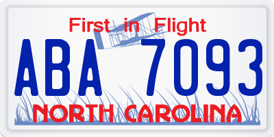 NC license plate ABA7093