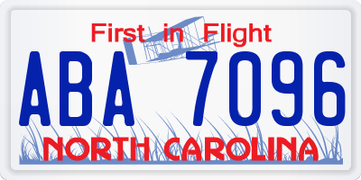NC license plate ABA7096