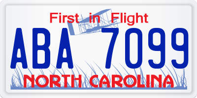 NC license plate ABA7099