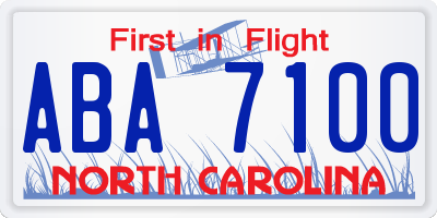 NC license plate ABA7100