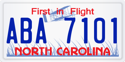 NC license plate ABA7101