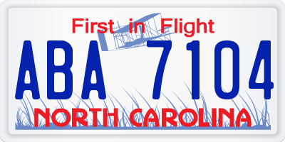 NC license plate ABA7104