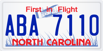 NC license plate ABA7110