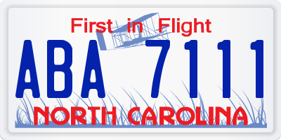 NC license plate ABA7111