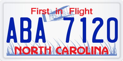 NC license plate ABA7120