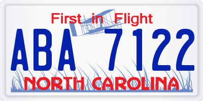 NC license plate ABA7122