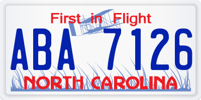 NC license plate ABA7126