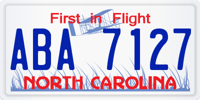 NC license plate ABA7127