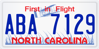 NC license plate ABA7129