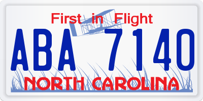 NC license plate ABA7140