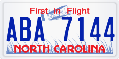 NC license plate ABA7144