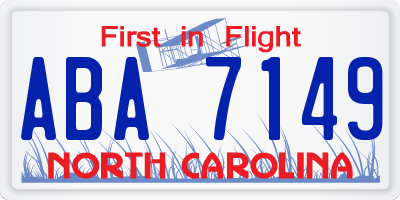 NC license plate ABA7149