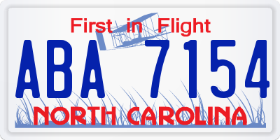 NC license plate ABA7154