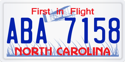 NC license plate ABA7158