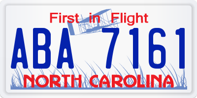 NC license plate ABA7161