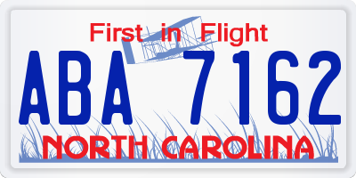NC license plate ABA7162