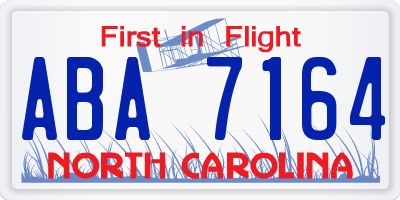 NC license plate ABA7164
