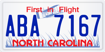 NC license plate ABA7167