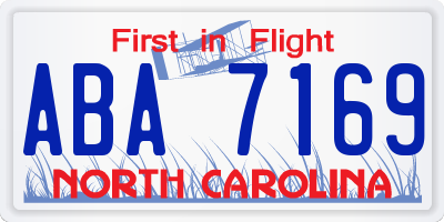NC license plate ABA7169