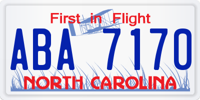 NC license plate ABA7170