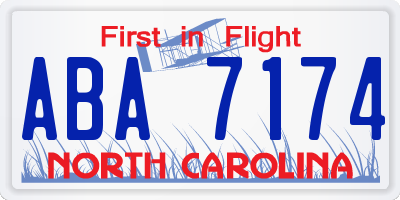 NC license plate ABA7174