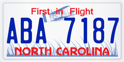 NC license plate ABA7187