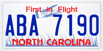 NC license plate ABA7190
