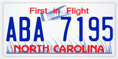 NC license plate ABA7195