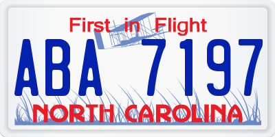 NC license plate ABA7197
